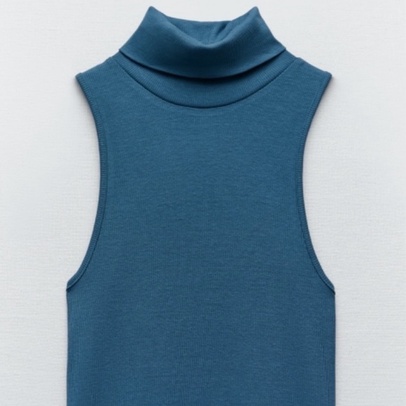 🆕 ZARA Ribbed Stretchy Dress High Neckline Style. NWT - Picture 6 of 10